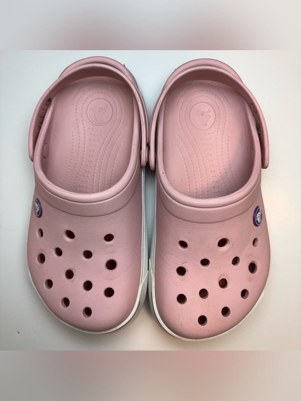 Crocs Kids Unisex Light Pink Crocband II Clogs Size J3 Classic Comfort Shoes
